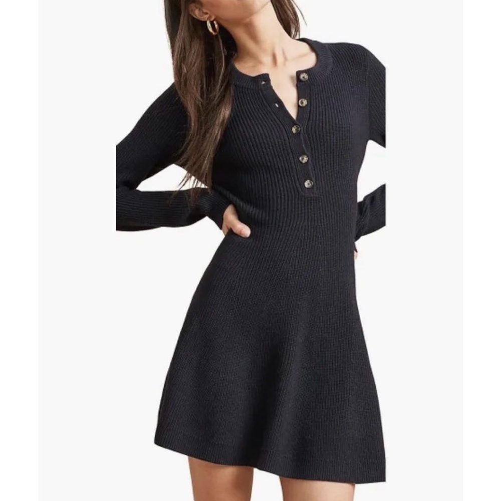 NWT La Ligne M Julieta Merino Wool Knit Dress in Navy